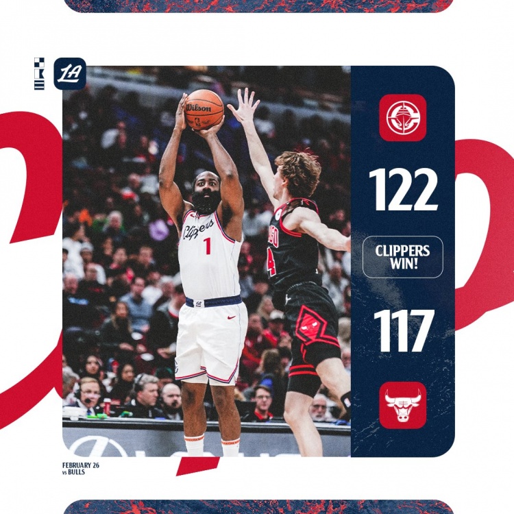 砍30分6助&關鍵三分殺死比賽！快船官方贏球海報封面人物：哈登