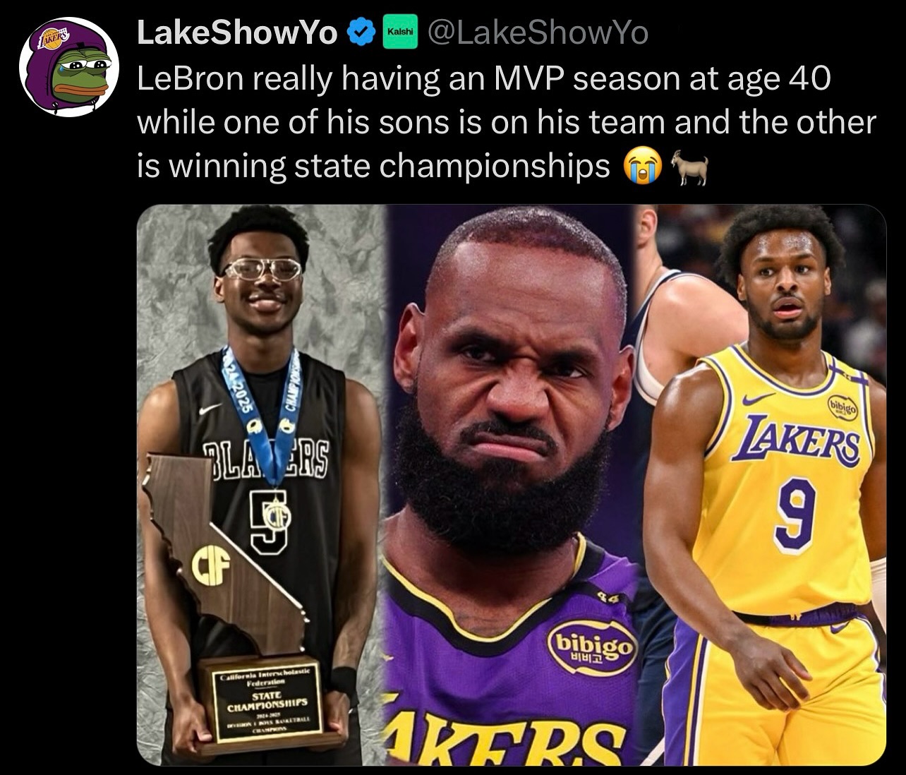 湖媒：詹姆斯40歲仍打出MVP級(jí)別表現(xiàn) 一個(gè)兒子同隊(duì)另一個(gè)拿冠軍！