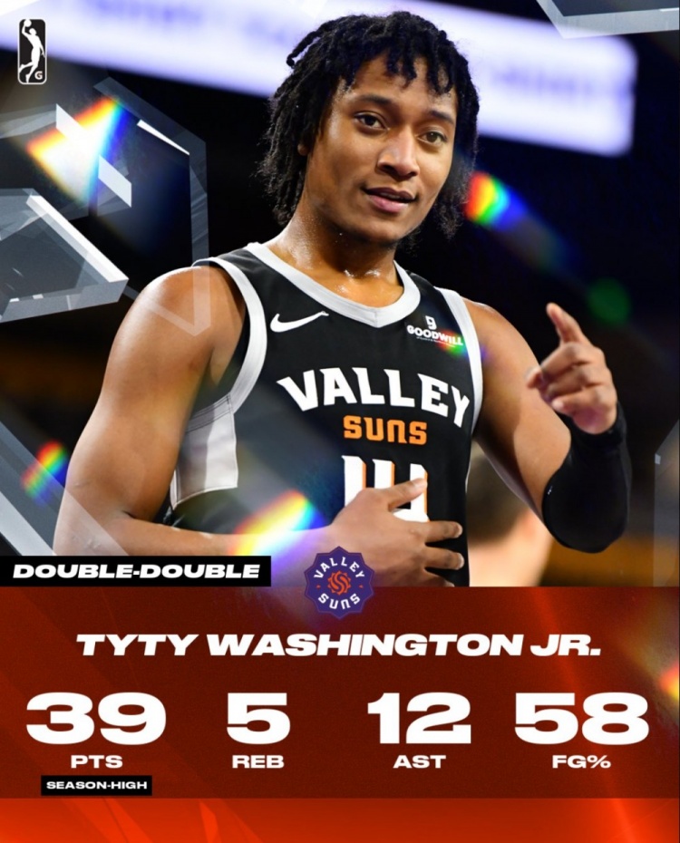 大殺四方！小泰泰-華盛頓G聯(lián)盟26中15爆砍39分5板12助2斷